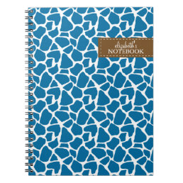 Bright Blue Giraffe Pattern Notebook