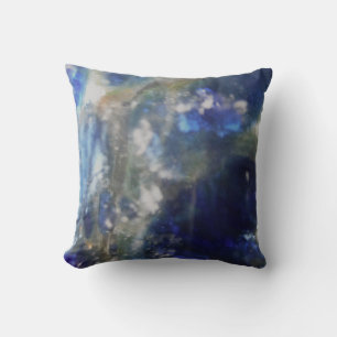 bright  blue glass almost solid blue pillow