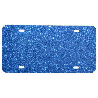 Bright Blue Glitter Sparkles License Plate