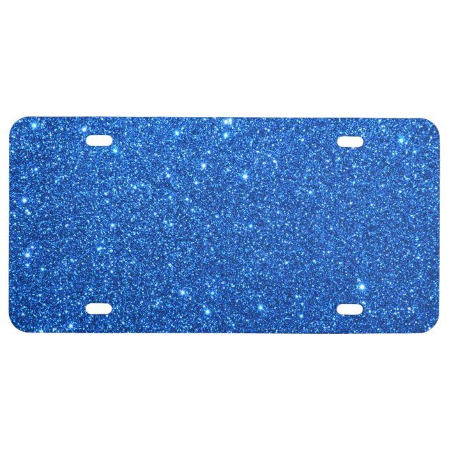 Bright Blue Glitter Sparkles License Plate (Front)