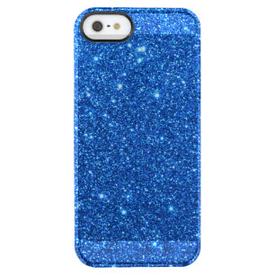 Bright Blue Glitter Sparkles Clear iPhone SE/5/5s Case