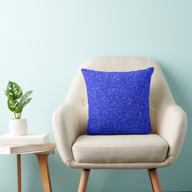 Bright Blue Glitter Throw Pillow (Chair)