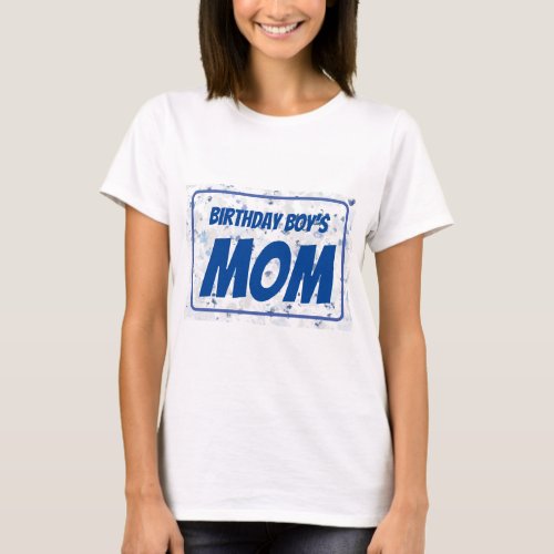 Bright Blue Gray Splatter Birthday Mom T_Shirt