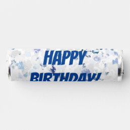 Bright Blue Gray Splatter Happy Birthday Breath Savers&#174; Mints