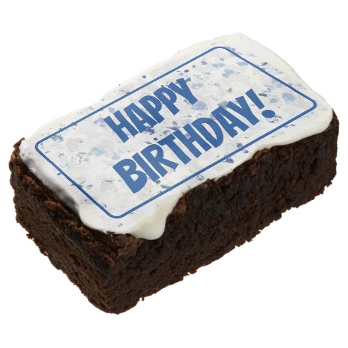 Bright Blue Gray Splatter Happy Birthday Brownie