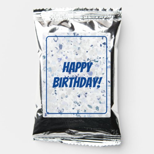 Bright Blue Gray Splatter Happy Birthday Coffee Drink Mix
