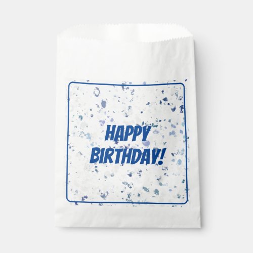 Bright Blue Gray Splatter Happy Birthday Favor Bag
