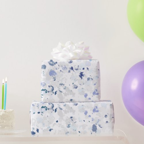 Bright Blue Gray Splatter Happy Birthday Wrapping Paper