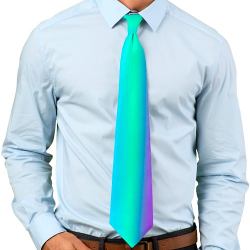 Bright Blue Green And Violet PurpleGradient Ombre Neck Tie