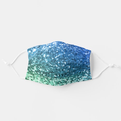 Bright Blue Green Faux Glitter Mermaid Texture Adult Cloth Face Mask