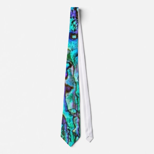 Bright Blue Green Paua Abalone Shell Neck Tie (Front)