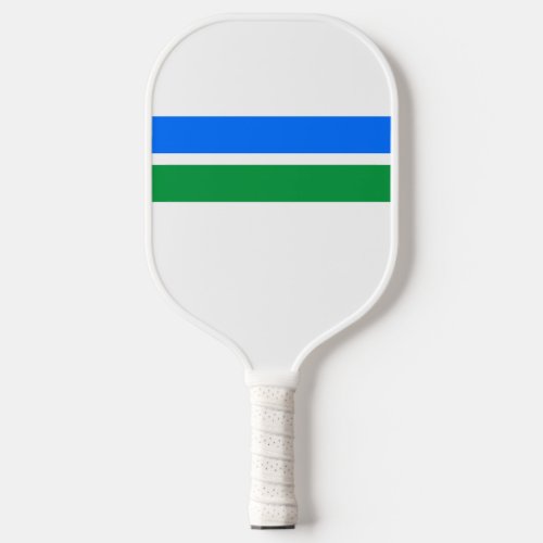 Bright Blue Green Racing Stripes White Background Pickleball Paddle