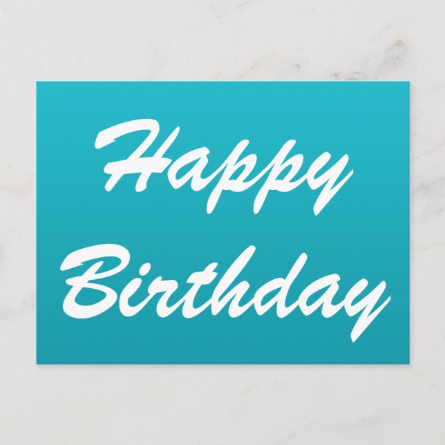 Bright Blue Happy Birthday Postcard (Front)