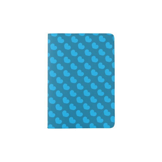 Bright Blue Heart Candy Design Passport Holder (Front)