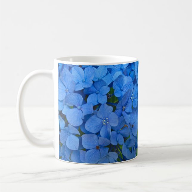 Bright Blue Hydrangea Coffee Mug (Left)