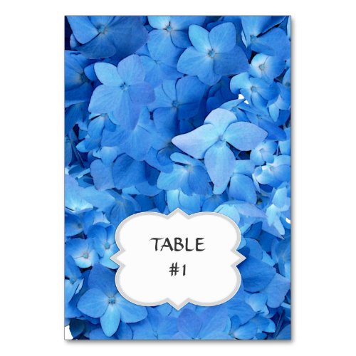 Bright Blue Hydrangea Table  Place Cards
