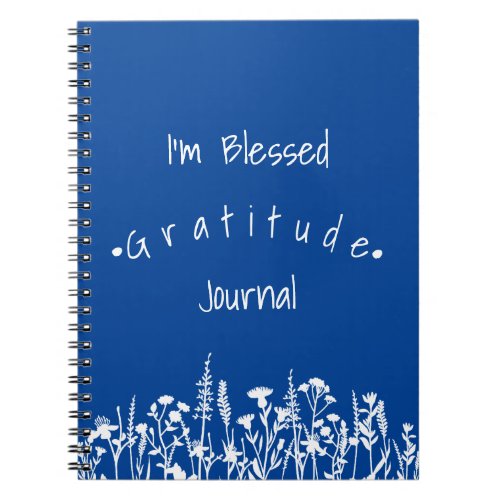 Bright Blue Im Blessed Gratitude Floral Journal
