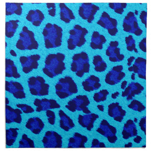 Bright Blue Leopard Print Cloth Napkins