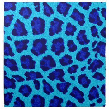 Bright Blue Leopard Print Cloth Napkins by machomedesigns at Zazzle