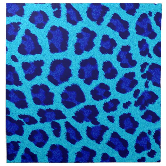 Bright Blue Leopard Print Cloth Napkins (Front)
