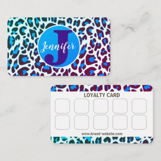 Bright Blue Leopard Print Rockabilly Pattern Business Card