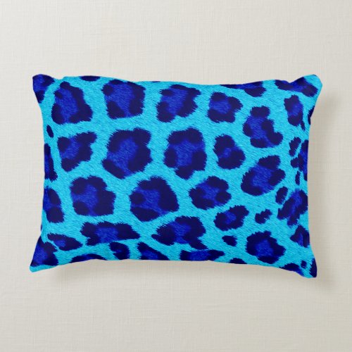 Bright Blue Leopard Print Throw Pillow