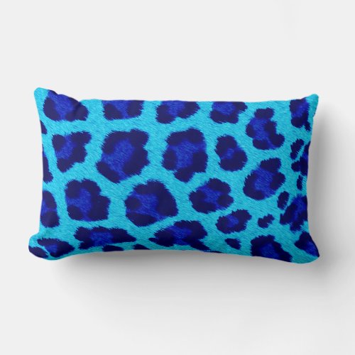 Bright Blue Leopard Print Throw Pillow