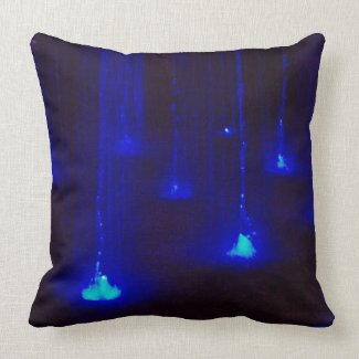 Bright Blue Lights in Water Throw Pillow