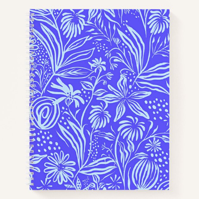 Bright blue-Lilac floral pattern Notebook (Front)