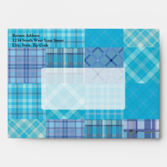 Bright Blue Madras Plaid Envelope (Front)