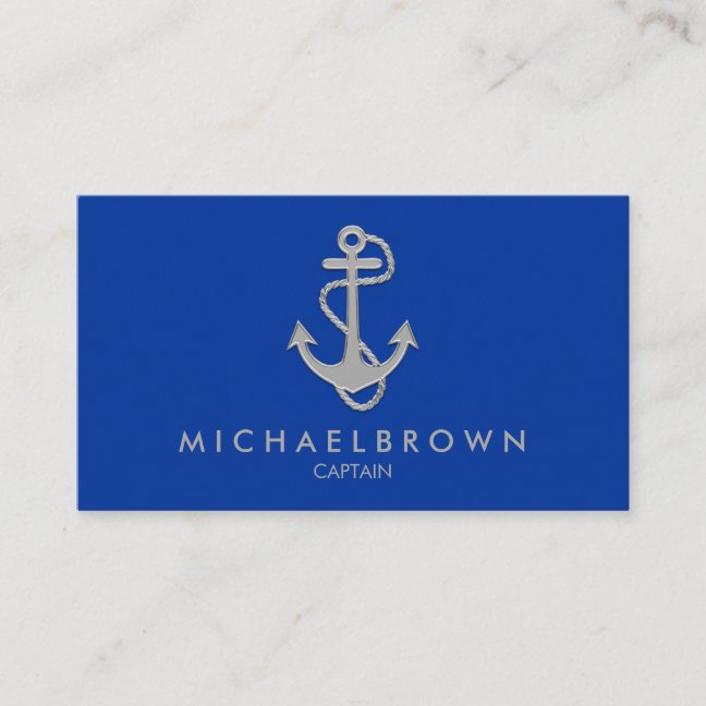 Bright Blue Marine Nautical Anchor Business Card