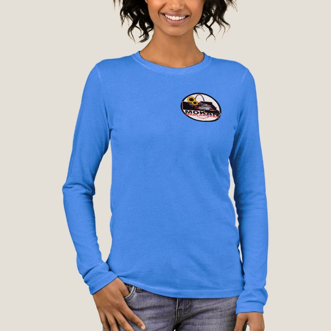 Bright Blue MOKAN Badlanders Womens LH Logo Tri-Blend Shirt (Front)