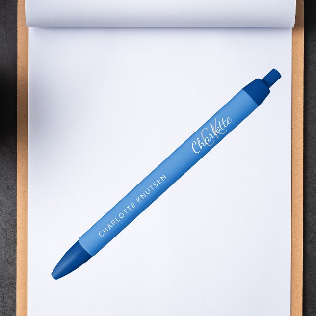 Bright blue monogram name script pen (Creator Uploaded)
