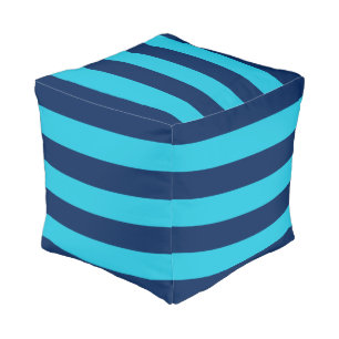 Bright Blue Navy Stripes Pouf