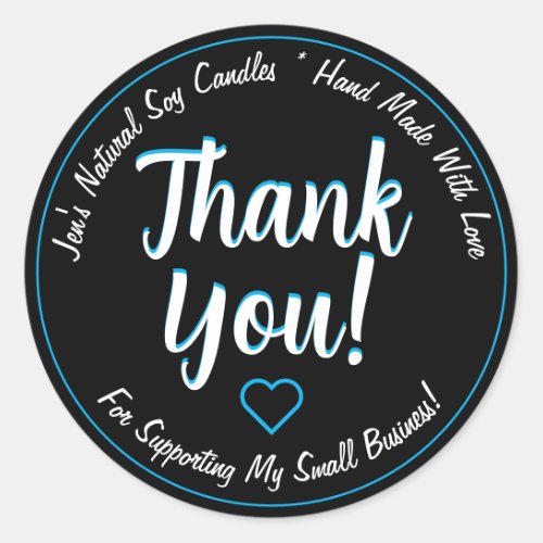 Bright Blue Neon Black Thank You Product Labels 