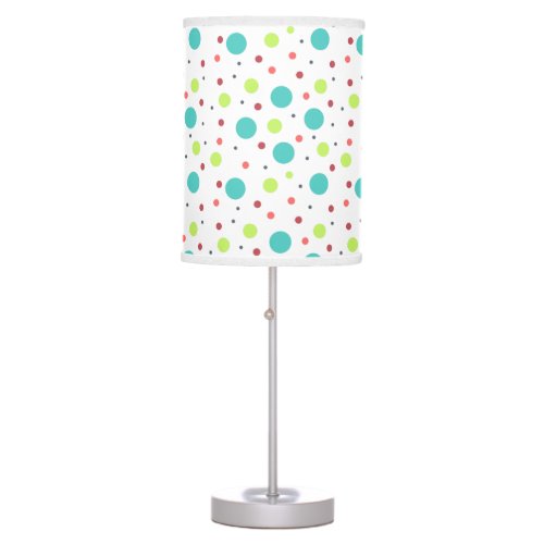 Bright Blue Neon Green Red Pink Gray Polka Dots Table Lamp