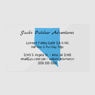 Bright Blue Nevada Shape Clear Business Cards