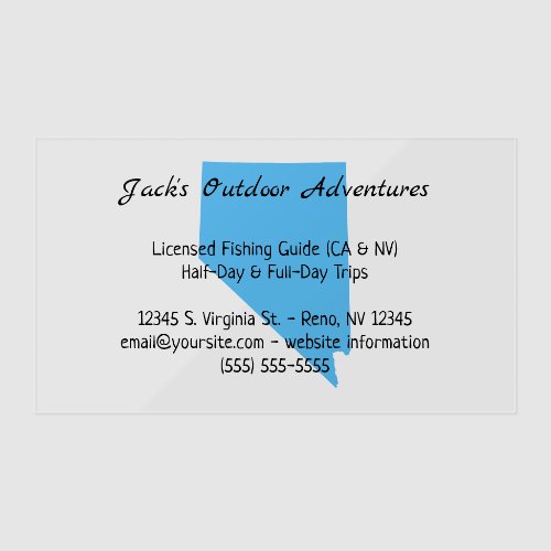 Bright Blue Nevada Shape Clear Business Cards