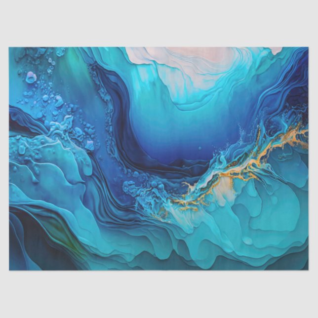 Bright Blue Ocean Waves  Tissue Paper (Front)