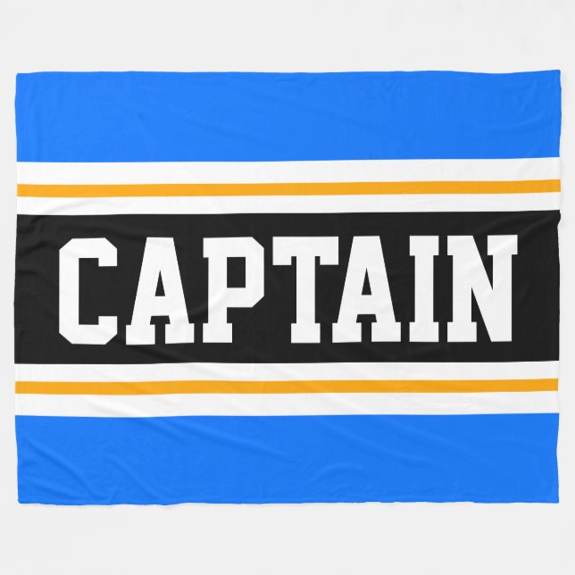 Bright Blue Orange Black CAPTAIN Racing Stripes Fleece Blanket (Front (Horizontal))