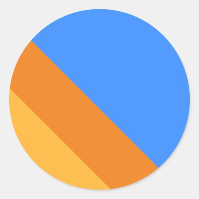 Bright Blue Orange Golden Yellow Diagonal Stripes Classic Round Sticker (Front)
