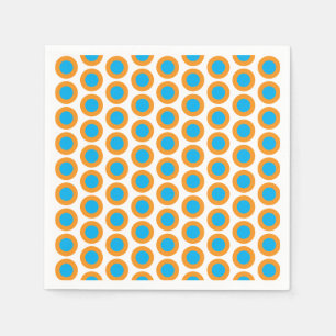 Bright Blue Orange Polka Dots Modern Funky Napkins