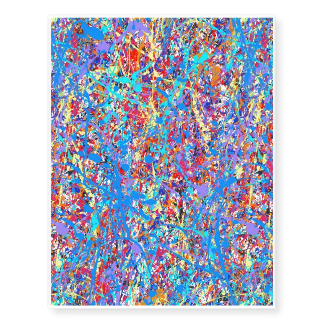 Bright Blue Paint Splatter Abstract Temporary Tattoos (Front)