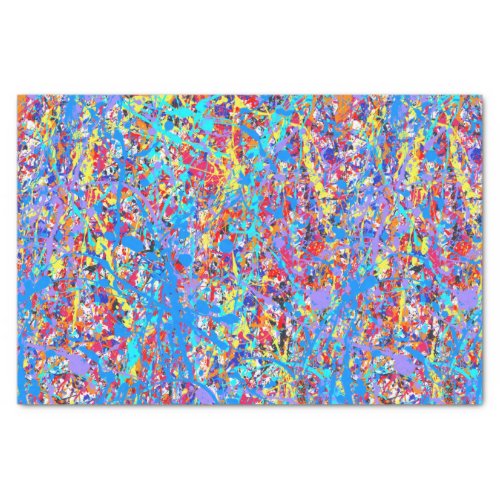 Bright Blue Paint Splatter Abstract Tissue Paper