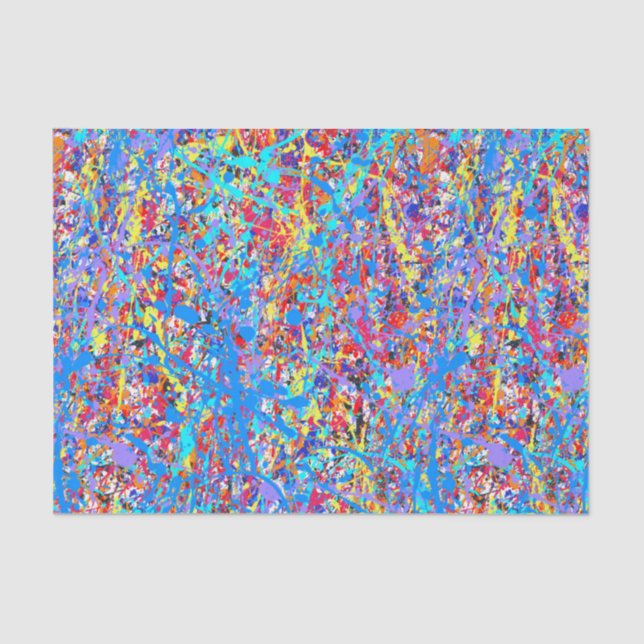 Bright Blue Paint Splatter Abstract Tissue Paper (Front)