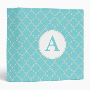 Bright Blue Pattern Monogram Binder
