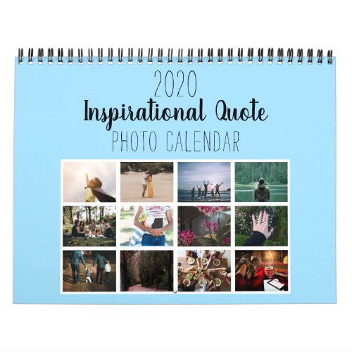 Bright Blue Photos Motivational Quotes 2021 Office Calendar