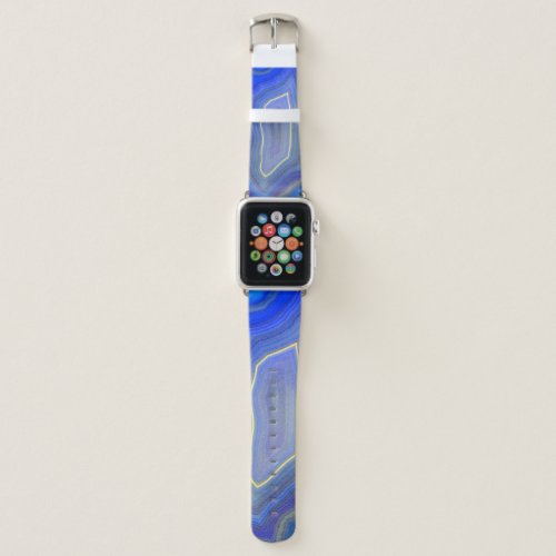 Bright Blue Polished Agate Slice Apple Watch Band