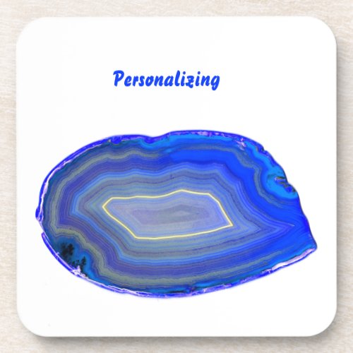 Bright Blue Polished Agate Slice Beverage Coaster