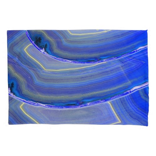 Bright Blue Polished Agate Slice Pillow Case